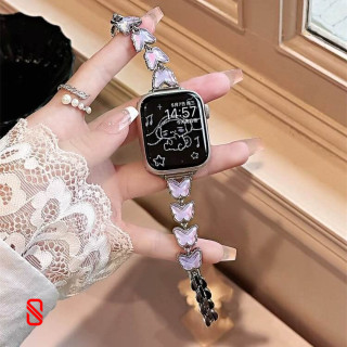 بند اپل واچ دیاموند و رزین طرح پروانه(Sl021)