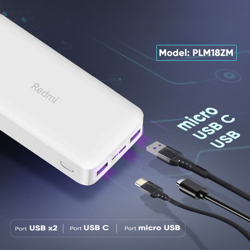 پاوربانک شیائومی مدل Redmi PB200LZM ظرفیت 20000 میلی آمپرساعت کد IX015