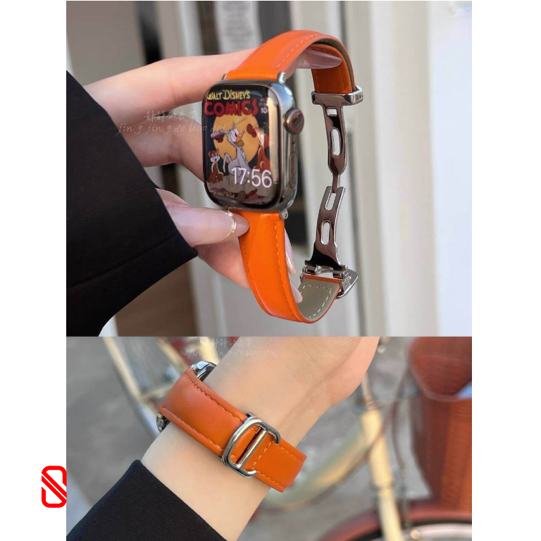 بند چرمی اپل واچ نارنجی زنانه