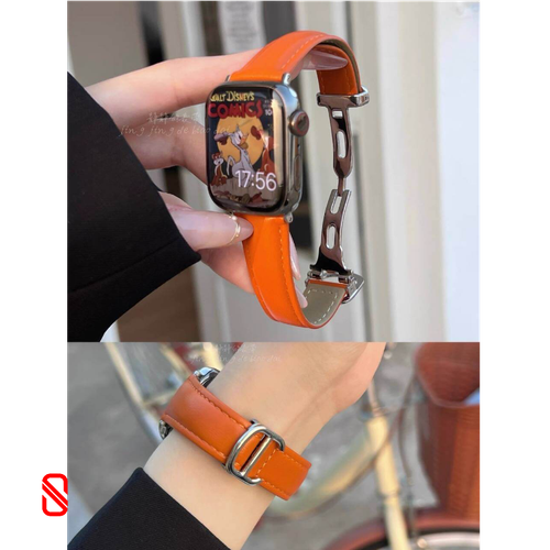 بند چرمی اپل واچ نارنجی زنانه