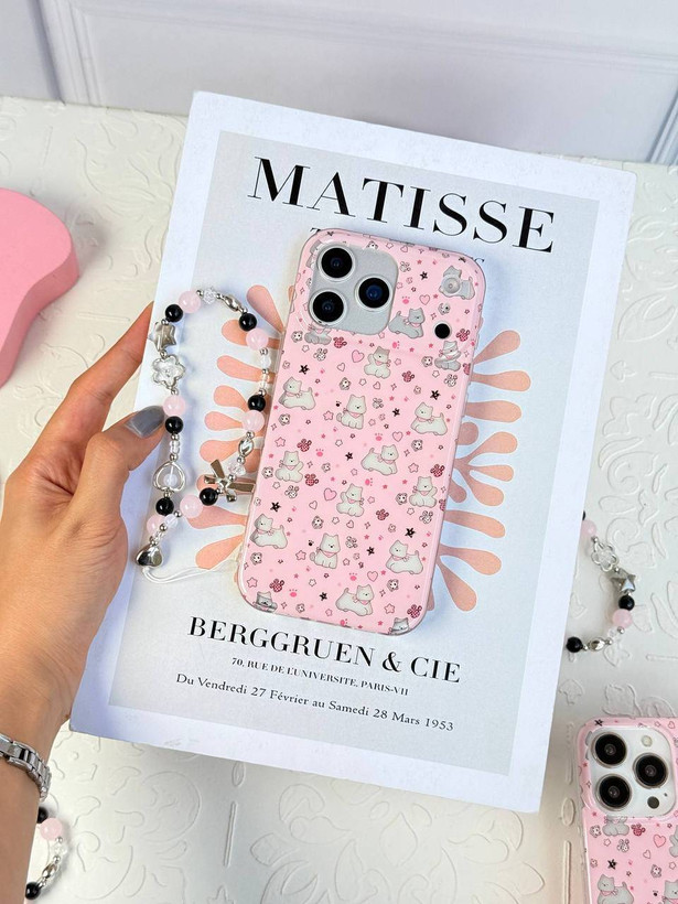 قاب موبایل آیفون Pink Paws با آویز کد MB187
