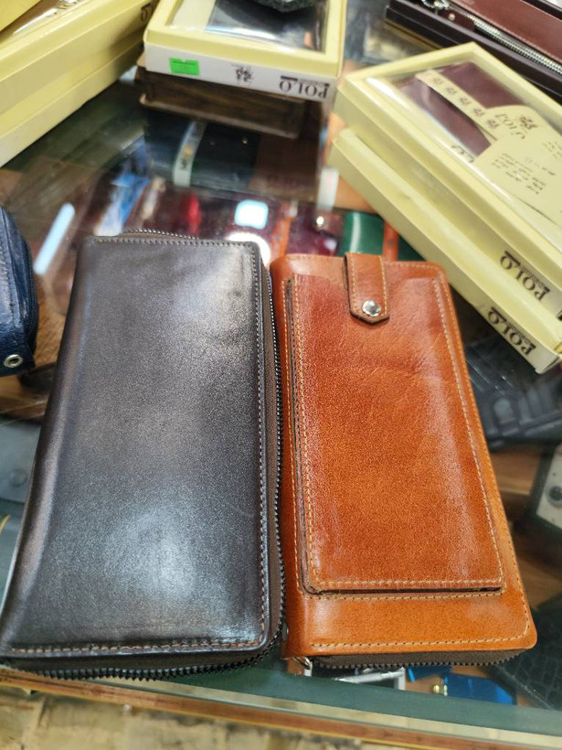کیف پول چرم طبیعی عسلی زیپی | جادار، شیک و بادوام (ته باری زیر قیمت ) کد ML015