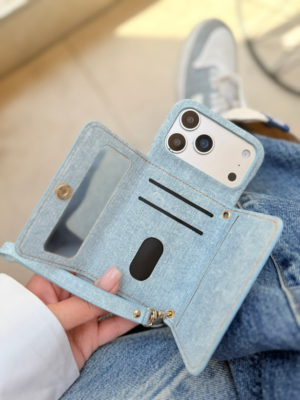 قاب پارچه ای جاکارتی دار آیفون Jeans Wallet کد MB190