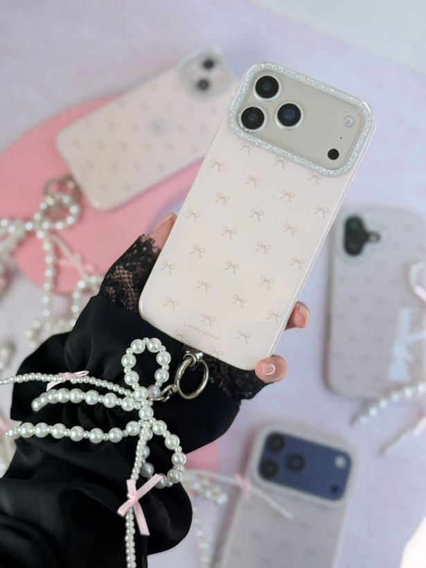 قاب Pink Bow با آویز آیفون کد MB194