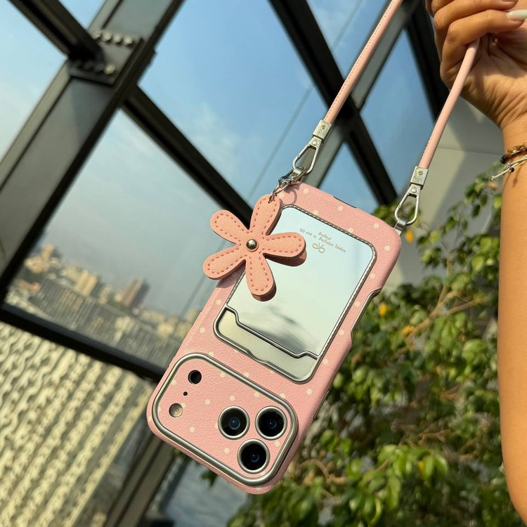 قاب آیفون pink mirror strap همراه با بندآویز کد TR047