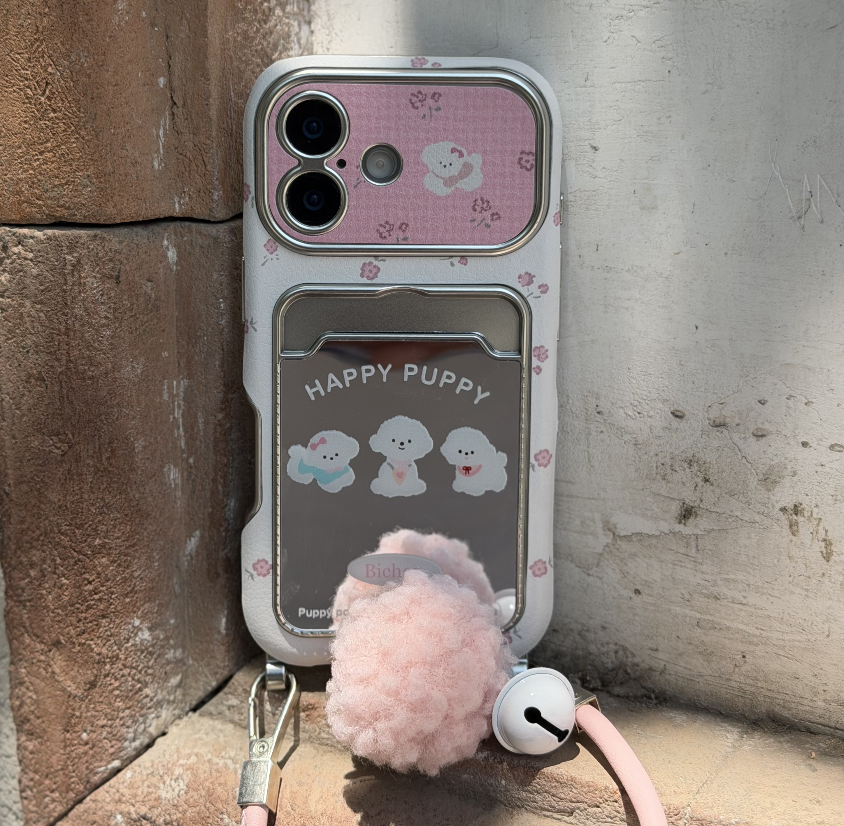 قاب آیفون طرح happy puppy جاکارتی دار کد TR050