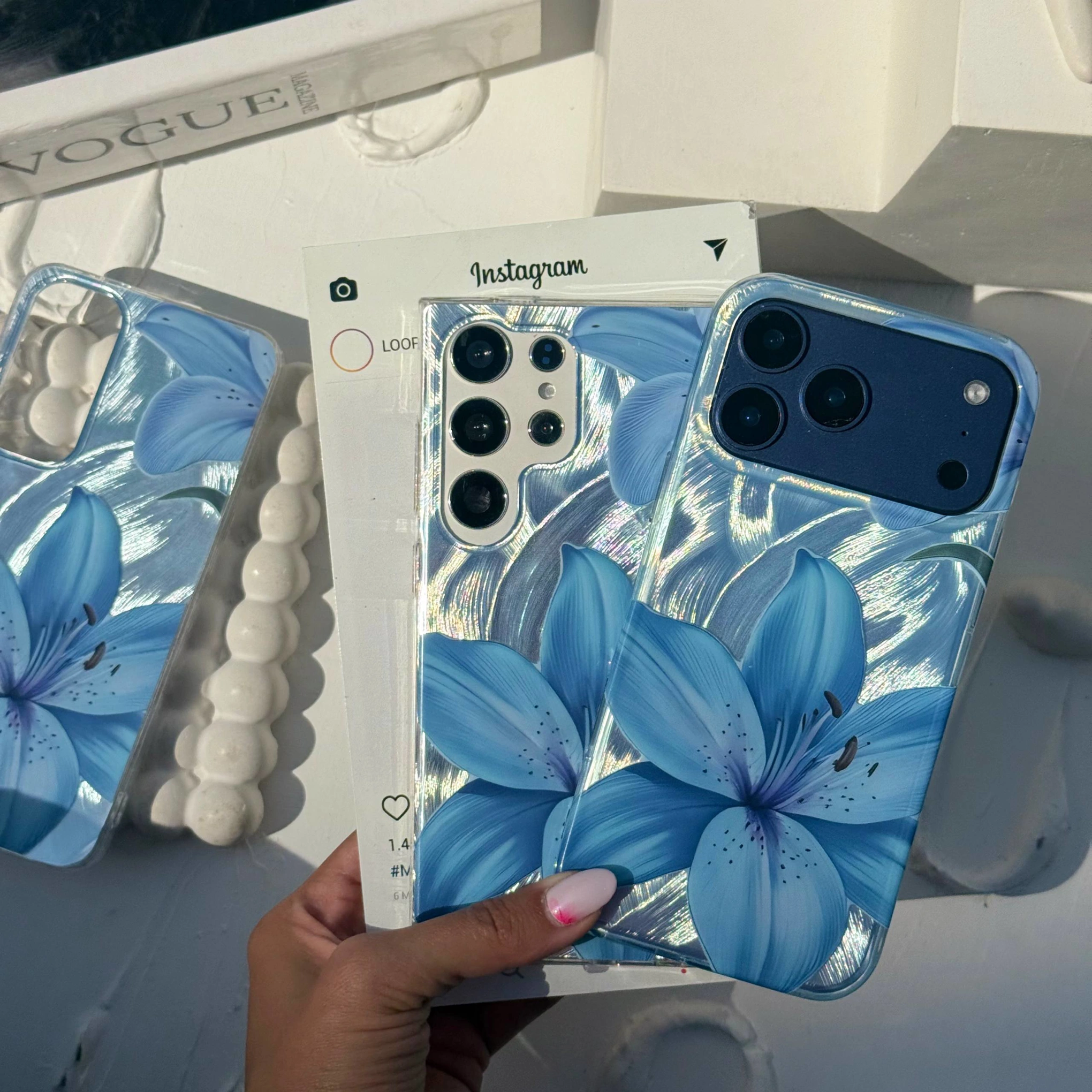 قاب گوشی آیفون طرح لیلیوم آبی (Imd Lily Blue)