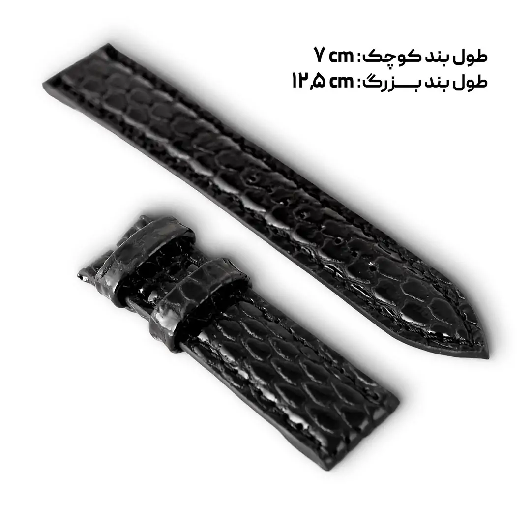 بند ساعت چرم طبیعی کرکودیلی مدل اسپریت- رنگ مشکی