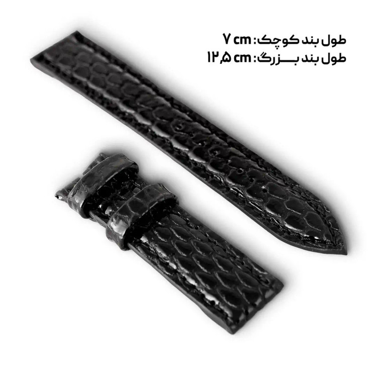 بند ساعت چرم طبیعی کرکودیلی مدل اسپریت- رنگ مشکی