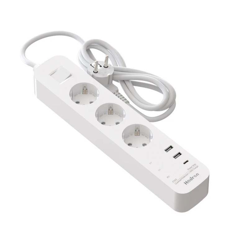 چند راهی برق هادرون Hadron مدل P343 مجهز به شارژر 30 وات (GN153)