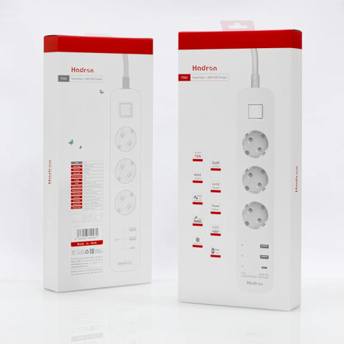چند راهی برق هادرون Hadron مدل P343 مجهز به شارژر 30 وات (GN153)