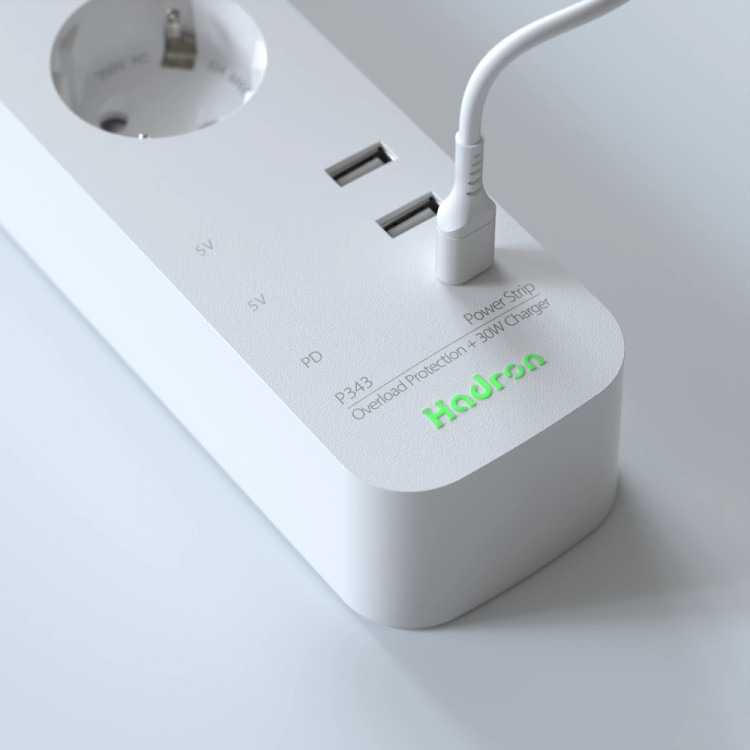 چند راهی برق هادرون Hadron مدل P343 مجهز به شارژر 30 وات (GN153)