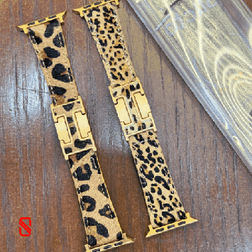 بند اپل واچ چرم قفل هرمس Hermes پلنگی (GN178)