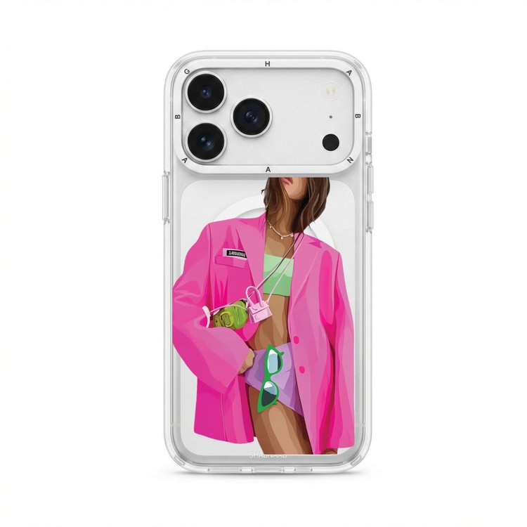 قاب دختر کت صورتی Pink Girl با مگ سیف قاب ناب ghabnaab آیفون (GN181)
