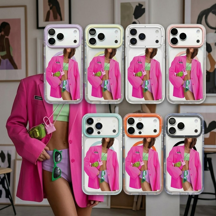 قاب دختر کت صورتی Pink Girl با مگ سیف قاب ناب ghabnaab آیفون (GN181)