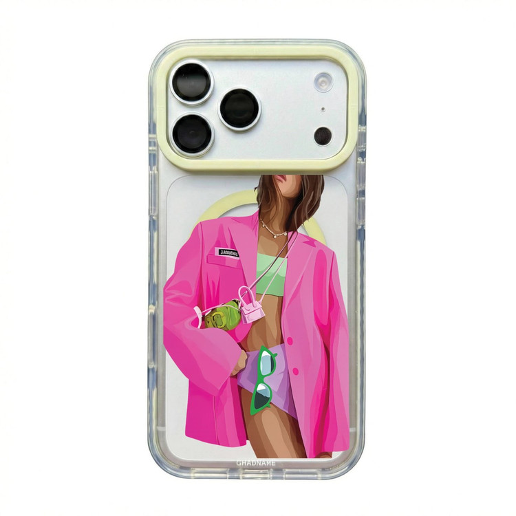 قاب دختر کت صورتی Pink Girl با مگ سیف قاب ناب ghabnaab آیفون (GN181)