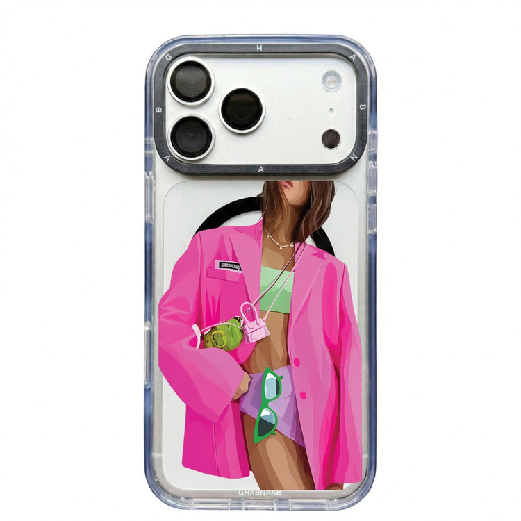 قاب دختر کت صورتی Pink Girl با مگ سیف قاب ناب ghabnaab آیفون (GN181)