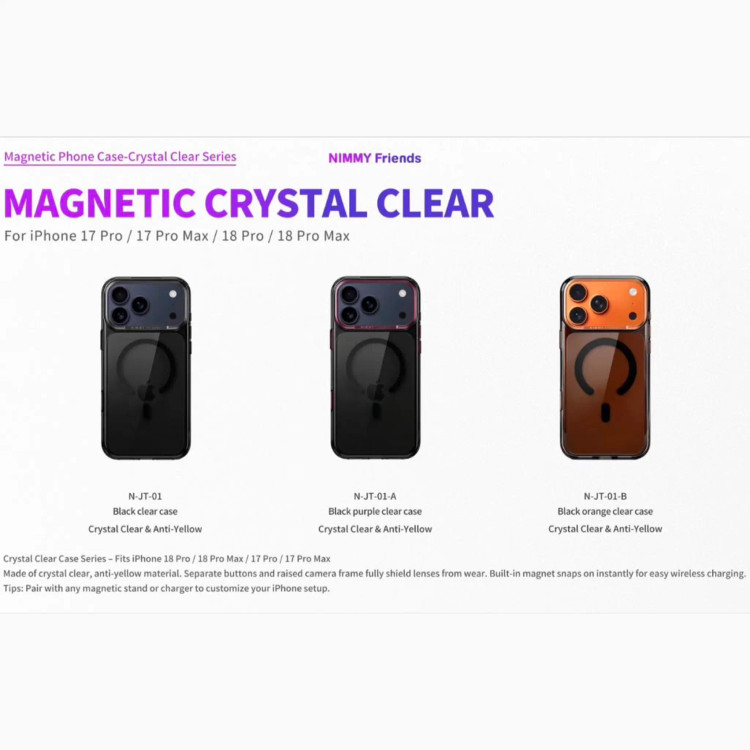 قاب نیمی شفاف دودی Nimmy Magnetic Crystal Clear آیفون (GN200)