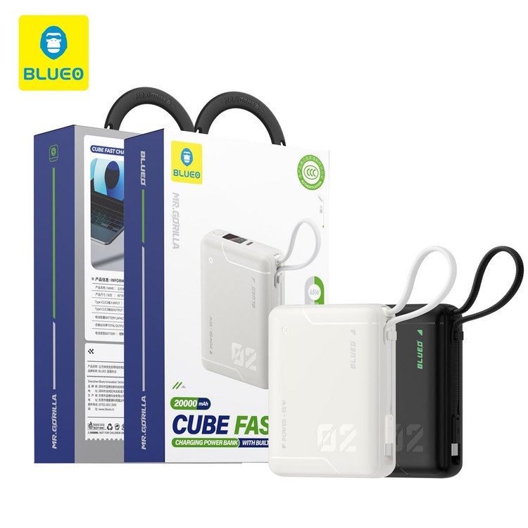 پاور بانک بلو Blueo CUBE Fast Charging Power Bank 20000mAh With Built-in Cable (GN205)