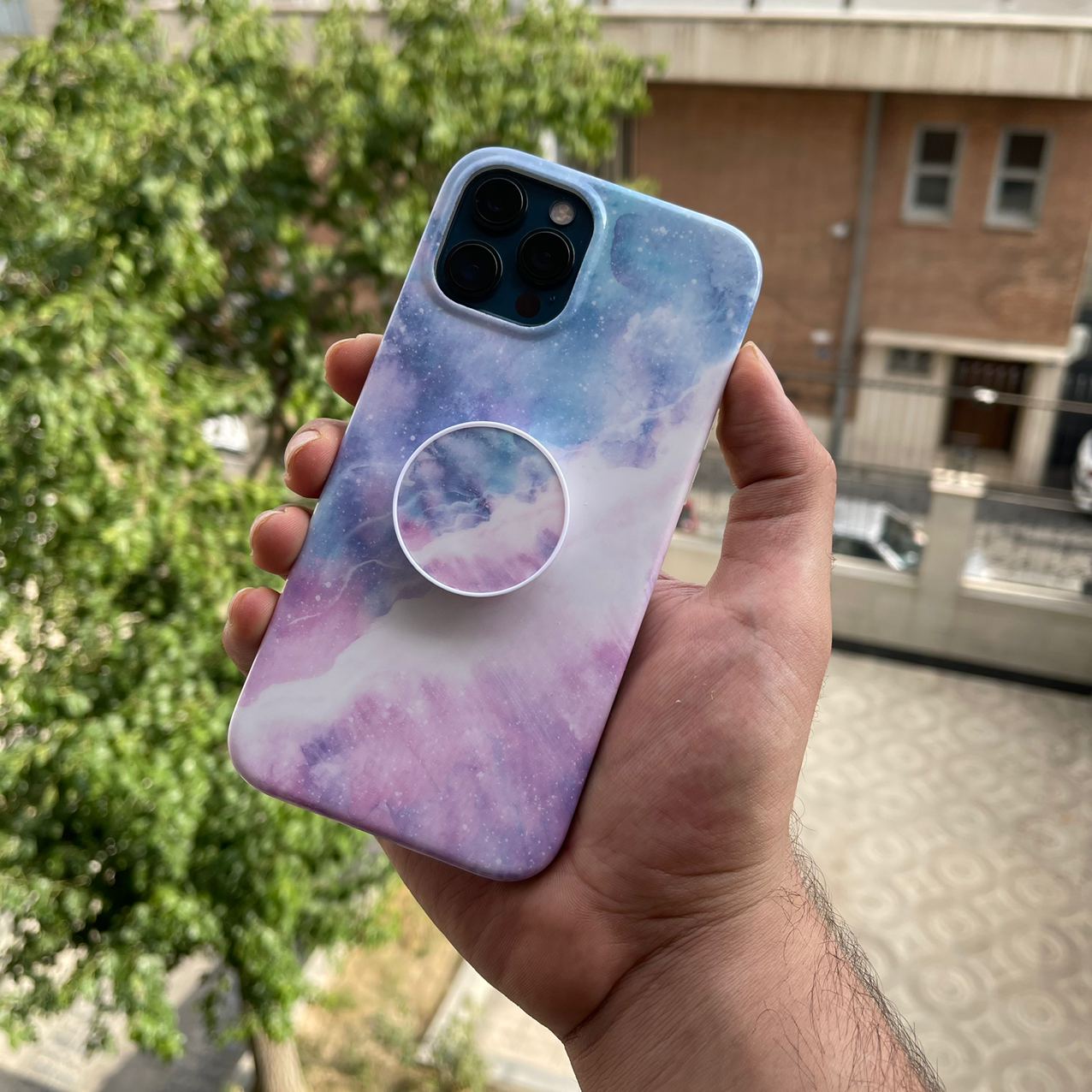 قاب سنگی رویایی به همراه پاپ سوکت iphone (GN232)