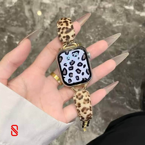بند اپل واچ چرم گوشواره ای پلنگی (GN235)