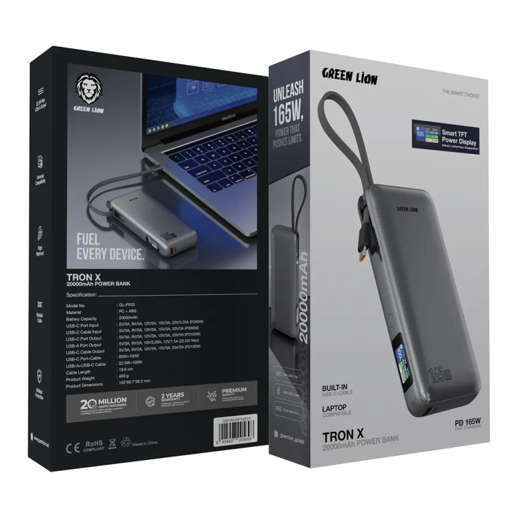 پاور بانک گرین لاین Green Lion Tron X 20000mAh Power Bank (GN249)