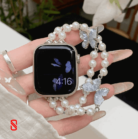 بند اپل واچ Butterfly & Pearl مروارید و پروانه (GN309)