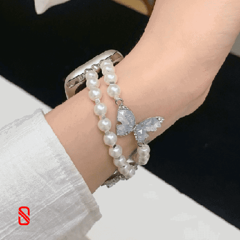 بند اپل واچ Butterfly & Pearl مروارید و پروانه (GN309)