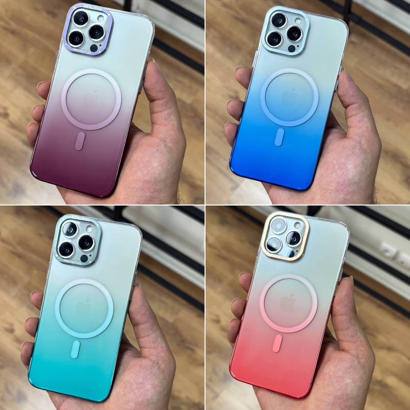 قاب کریستالی متال رینگ به همراه مگ سیف iphone (GN310)