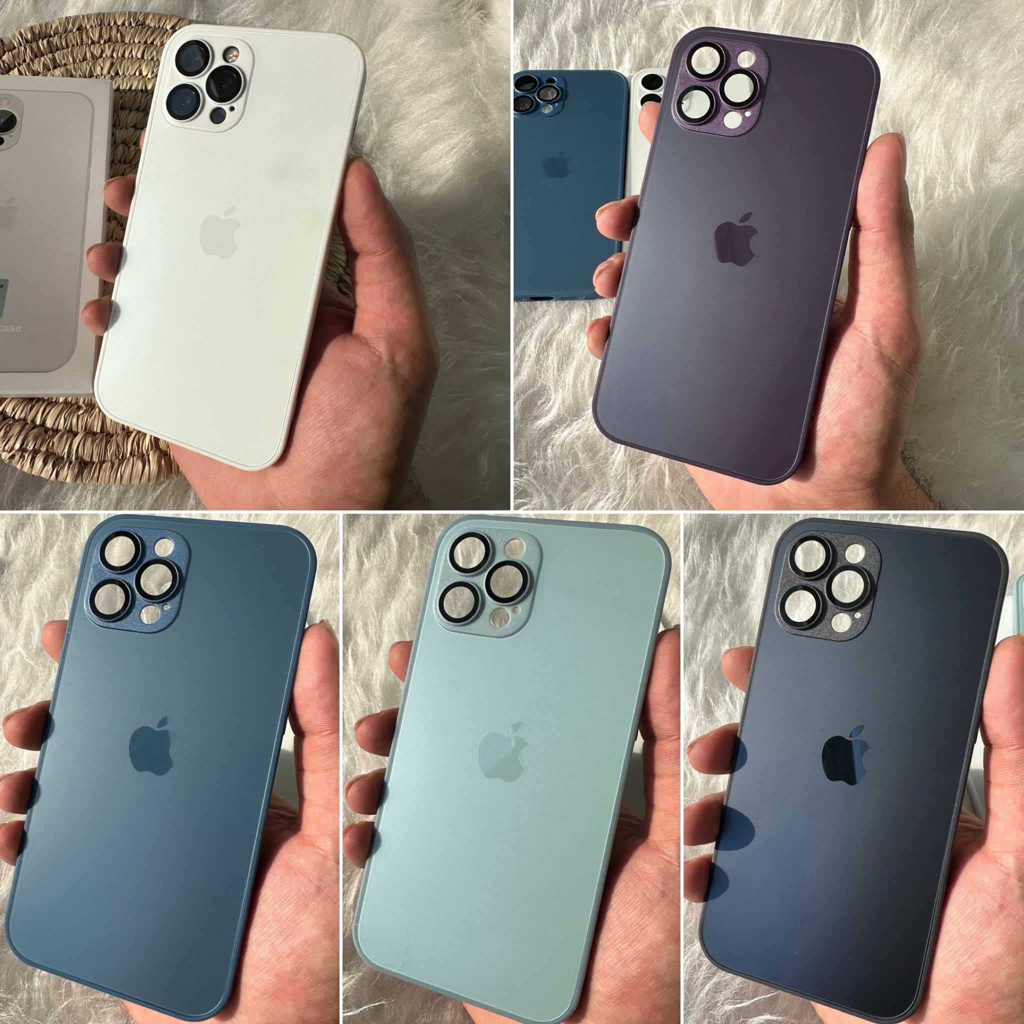 قاب AG GLASS با محافظ لنز اورجینال Apple iphone (GN322)
