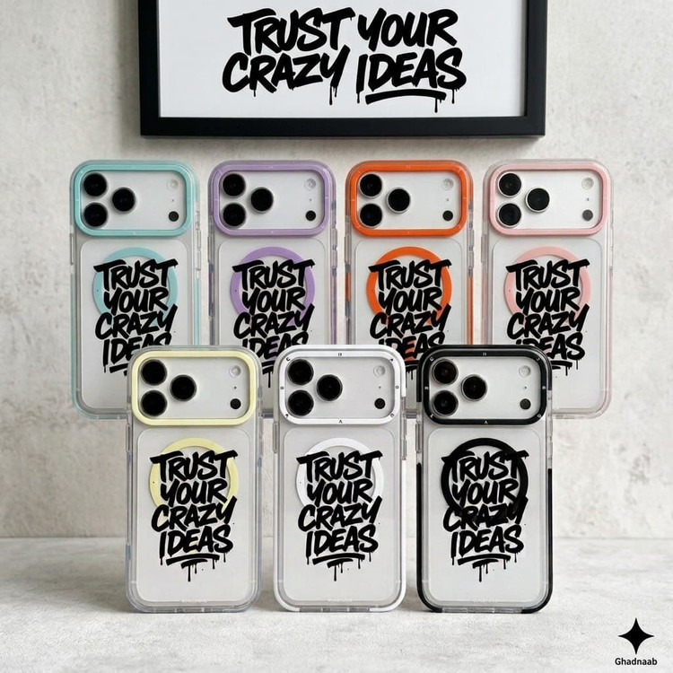 قاب نوشته Trust Your Crazy Ideas با مگ سیف قاب ناب ghabnaab آیفون (GN326)