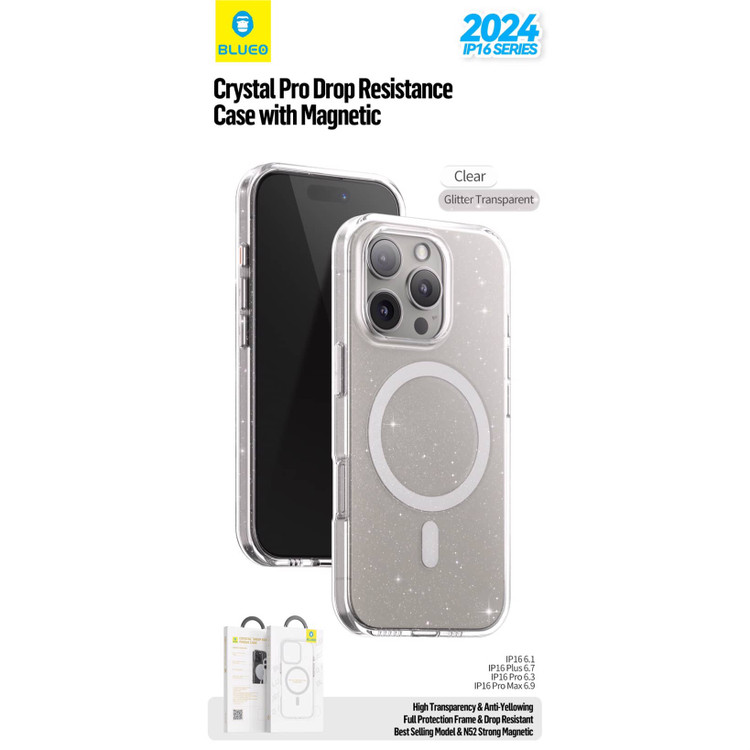 قاب بلو اکلیلی کریستالی با مگ سیف Blueo Crystal Glitter Pro Drop Resistance Phone Case With Magnetic Iphone (GN368)