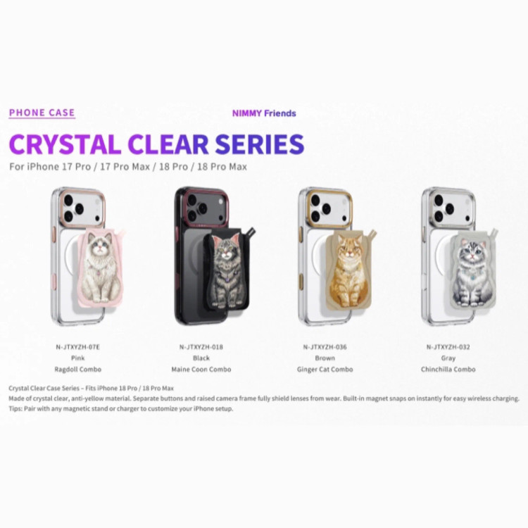 ست قاب شفاف و استند مگنتی Lucky Fashion Series نیمی Nimmy Magnetic Crystal Clear آیفون سری 17 & 18 (GN373)