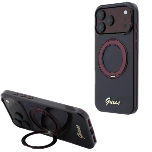 قاب Guess MagSafe IML Hard with Ring Stand & Script Metal Logo (GN428)