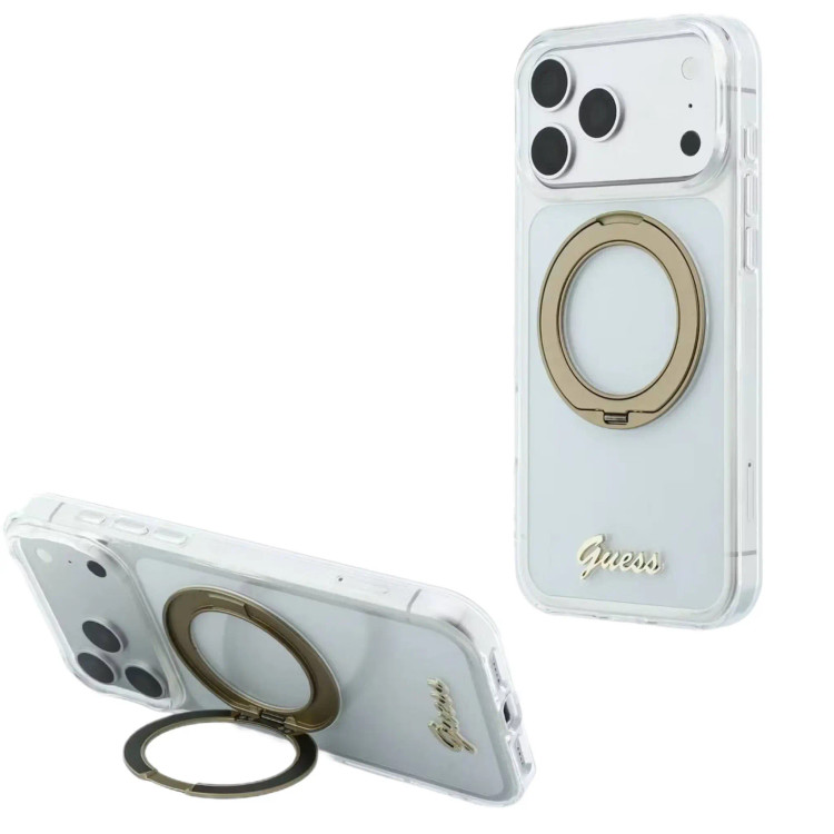 قاب Guess MagSafe IML Hard with Ring Stand & Script Metal Logo (GN428)
