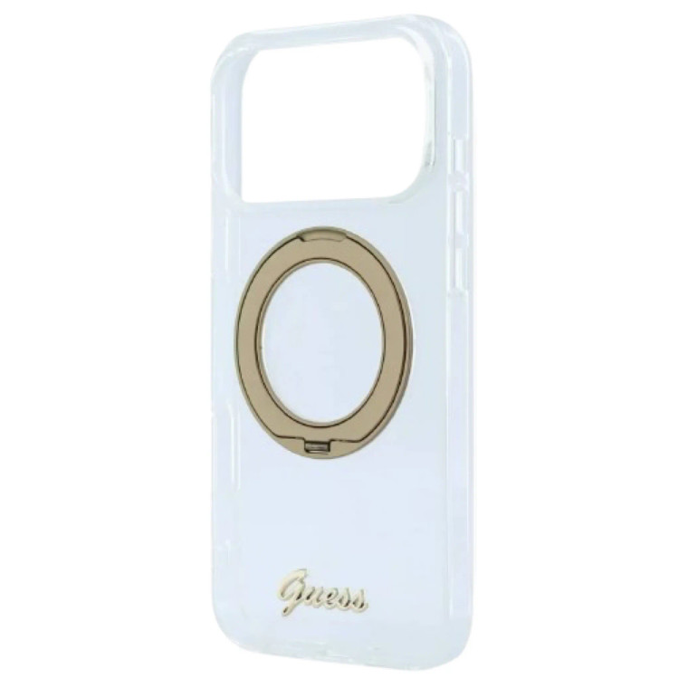 قاب Guess MagSafe IML Hard with Ring Stand & Script Metal Logo (GN428)