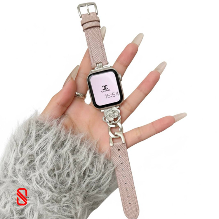 بند اپل واچ چرم و کارتیر Cartier گل شنل Channel (GN466)
