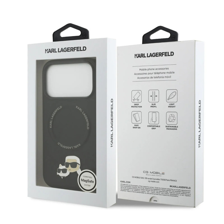 قاب کارل لاگرفلد Karl Lagerfeld در کنار گربه با مگ سیف Iphone سری 17 (GN468)