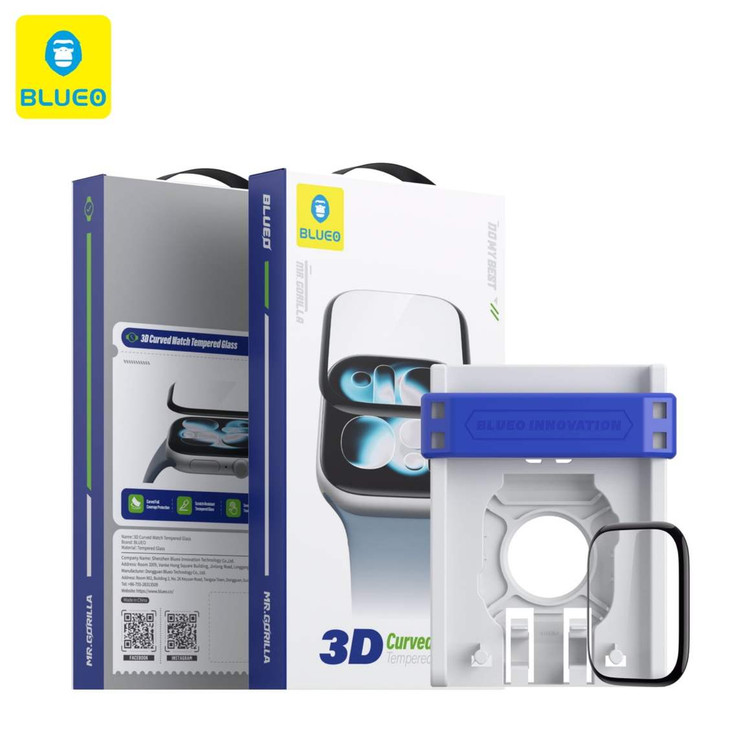 گلس ، محافظ صفحه بلو اپل واچ با کیت نصب اتوماتیک Blueo 3D Curved Watch Tempered Glass With Applicator (GN494)