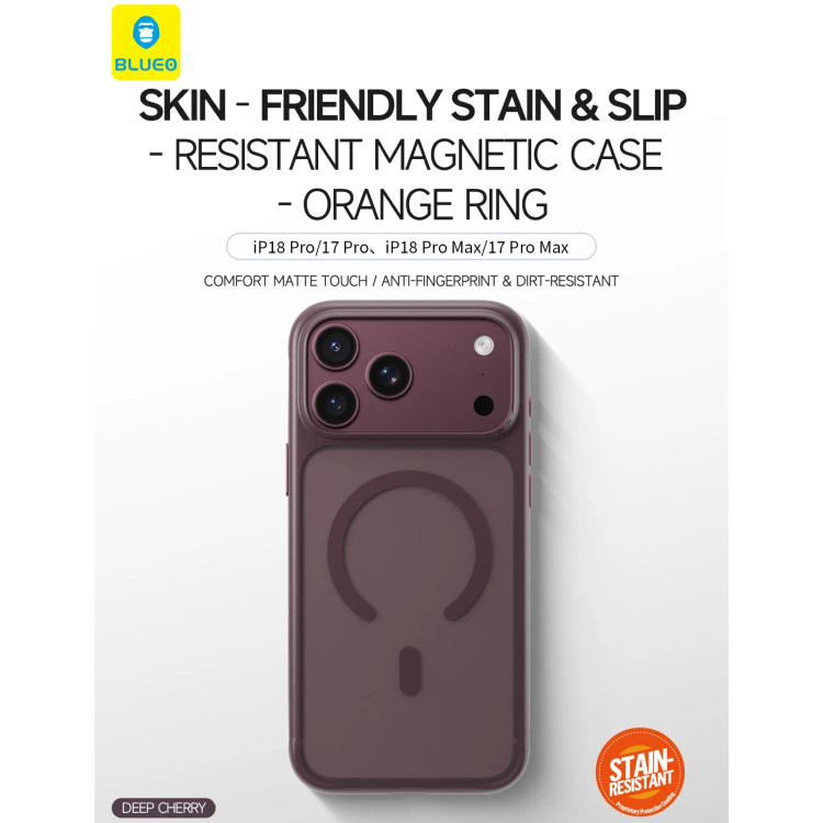 قاب بلو Blueo Skin Friendly Stain & Slip Resistant Magnetic Case-Orange Ring با مگ سیف (GN522)
