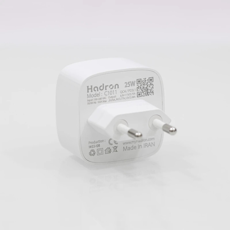 شارژر دیواری Hadron هادرون Single Port 25W Type-C Wall Charger C1011 (GN529)
