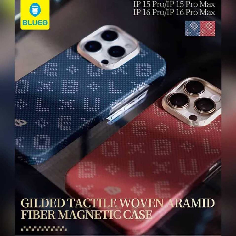 قاب Blueo بلو بافت Gilded Tactile Woven Aramid Fiber Magnetic Case (GN543)