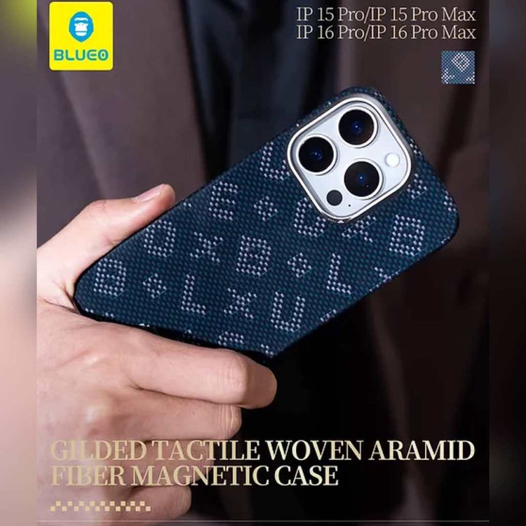 قاب Blueo بلو بافت Gilded Tactile Woven Aramid Fiber Magnetic Case (GN543)