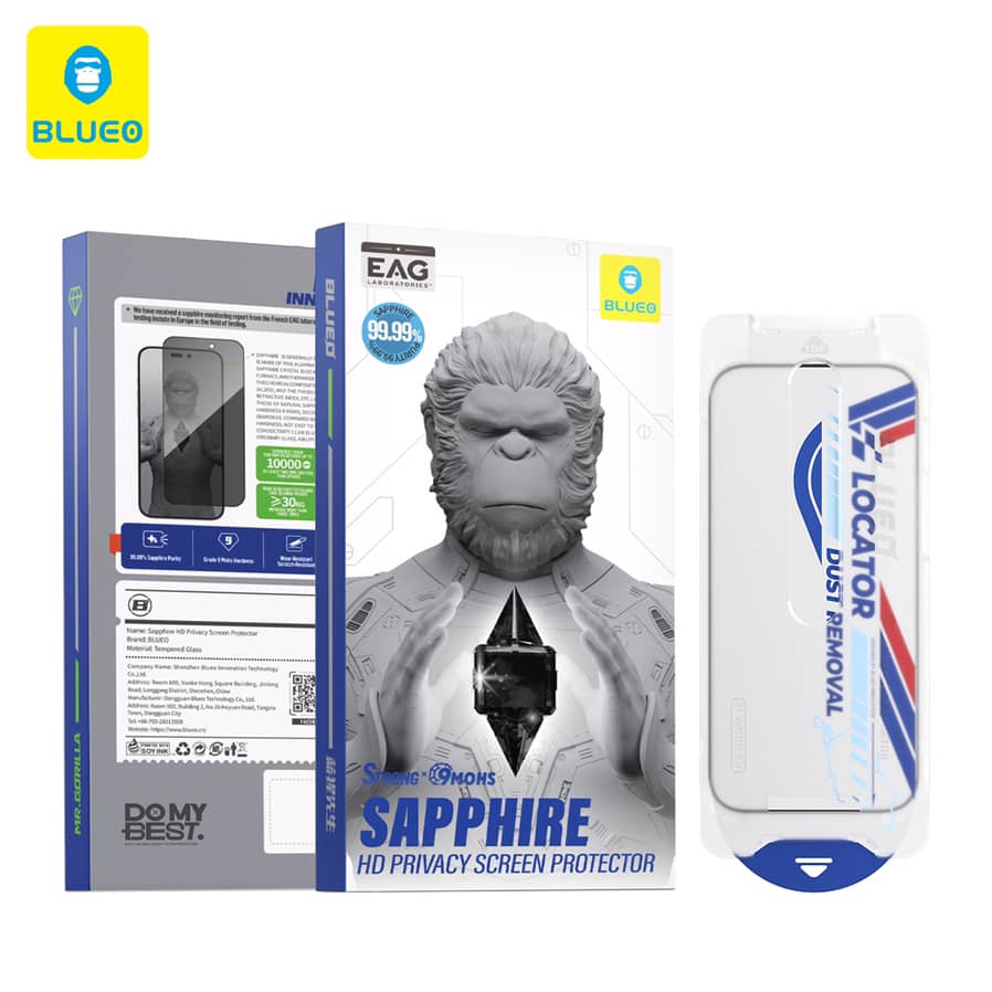 گلس ، محافظ صفحه پرایوسی بلو یاقوتی با اپلیکاتور Blueo SAPPHIRE HD Privacy Screen Protector With Applicator Iphone (GN600)