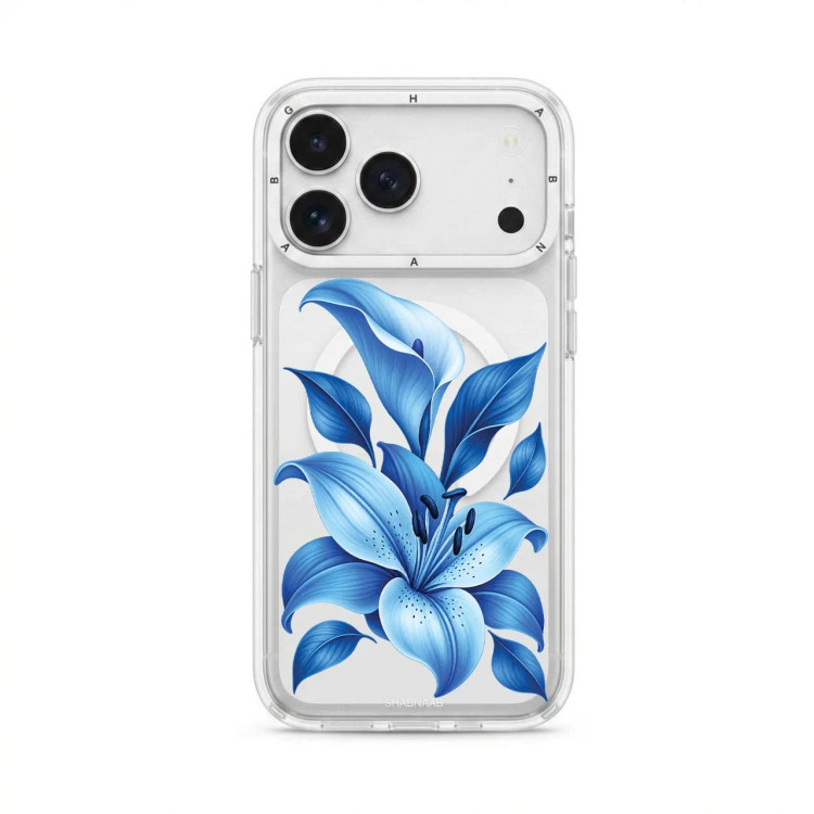 قاب لیلیوم آبی Blue Lilium با مگ سیف قاب ناب ghabnaab آیفون (GN638)