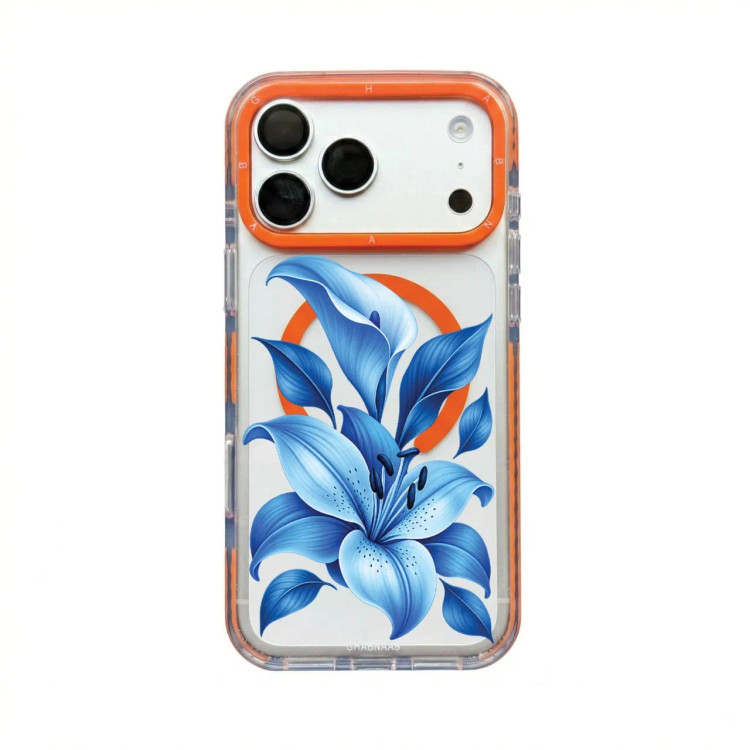 قاب لیلیوم آبی Blue Lilium با مگ سیف قاب ناب ghabnaab آیفون (GN638)