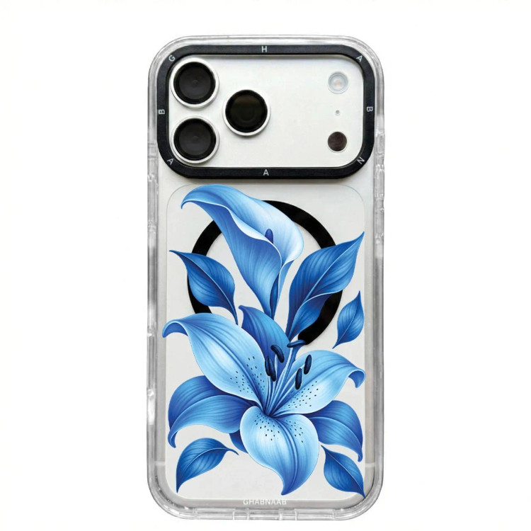قاب لیلیوم آبی Blue Lilium با مگ سیف قاب ناب ghabnaab آیفون (GN638)