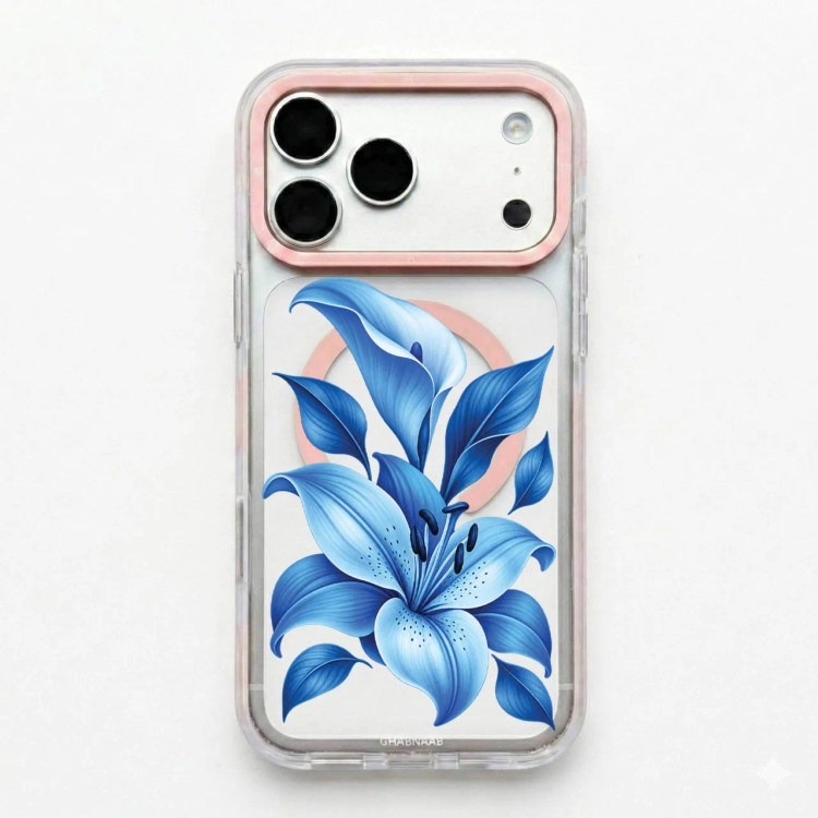 قاب لیلیوم آبی Blue Lilium با مگ سیف قاب ناب ghabnaab آیفون (GN638)