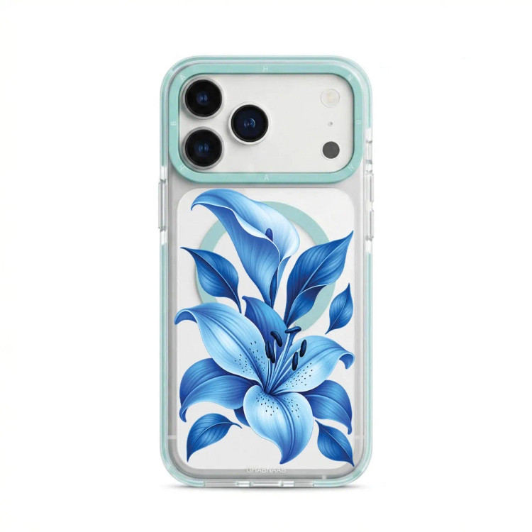 قاب لیلیوم آبی Blue Lilium با مگ سیف قاب ناب ghabnaab آیفون (GN638)