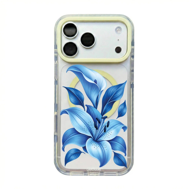 قاب لیلیوم آبی Blue Lilium با مگ سیف قاب ناب ghabnaab آیفون (GN638)